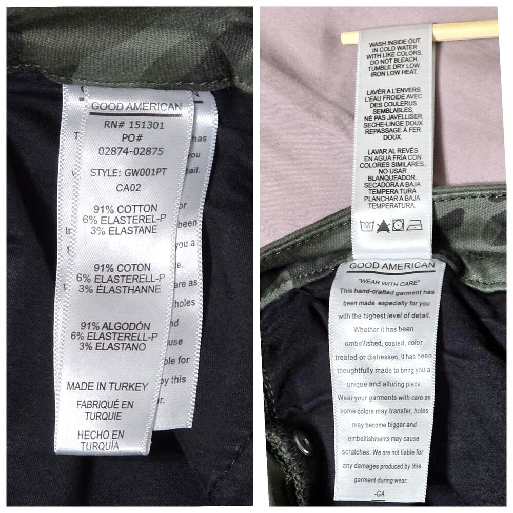 GOOD AMERICAN Women's Good Waist Green Camo Skinny Jeans Sz 10 30 Stretch - Picture 9 of 9